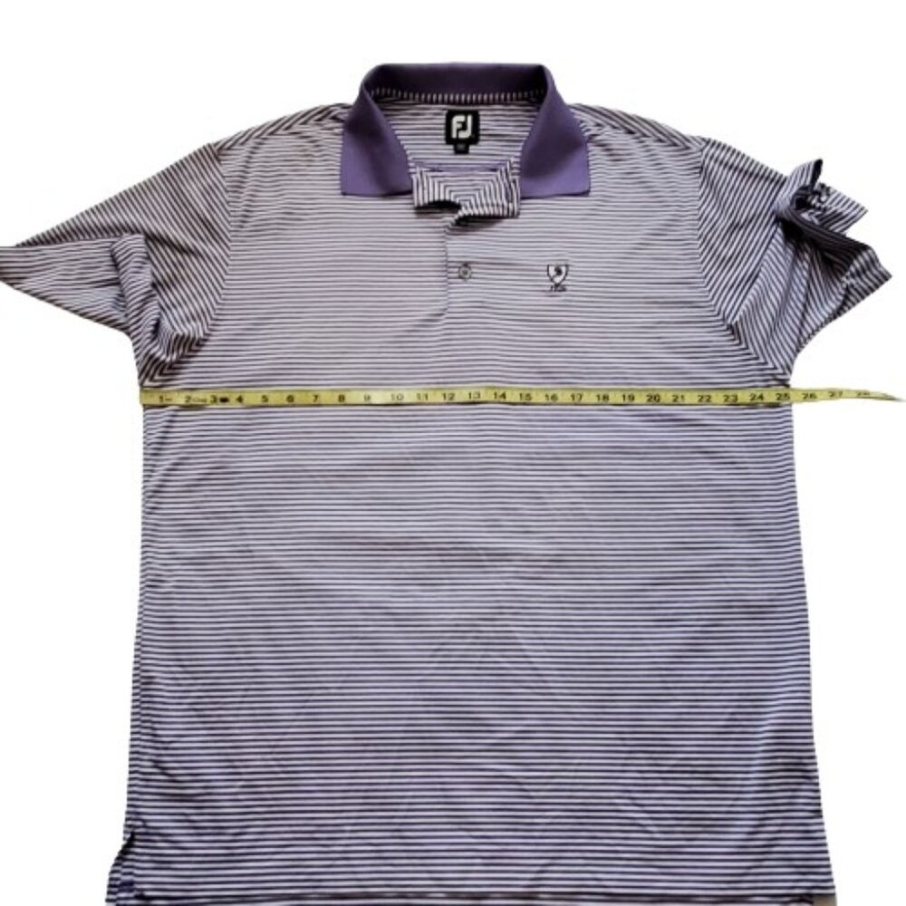 FootJoy FJ Men's Purple And White Stripe Collared Golf Polo Shirt Size XL - Picture 9 of 11